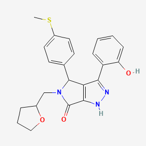 molecular formula C23H23N3O3S B11405019 3-(2-hydroxyphenyl)-4-[4-(methylsulfanyl)phenyl]-5-(tetrahydrofuran-2-ylmethyl)-4,5-dihydropyrrolo[3,4-c]pyrazol-6(2H)-one 