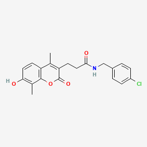 molecular formula C21H20ClNO4 B11405039 N-(4-chlorobenzyl)-3-(7-hydroxy-4,8-dimethyl-2-oxo-2H-chromen-3-yl)propanamide 