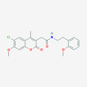 molecular formula C22H22ClNO5 B11405080 2-(6-chloro-7-methoxy-4-methyl-2-oxo-2H-chromen-3-yl)-N-[2-(2-methoxyphenyl)ethyl]acetamide 