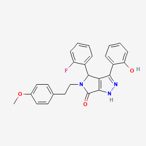 molecular formula C26H22FN3O3 B11405102 4-(2-fluorophenyl)-3-(2-hydroxyphenyl)-5-[2-(4-methoxyphenyl)ethyl]-4,5-dihydropyrrolo[3,4-c]pyrazol-6(2H)-one 