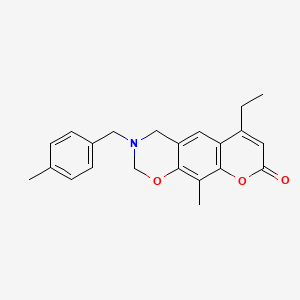 molecular formula C22H23NO3 B11405134 6-ethyl-10-methyl-3-(4-methylbenzyl)-3,4-dihydro-2H,8H-chromeno[6,7-e][1,3]oxazin-8-one 