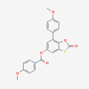 molecular formula C22H16O6S B11405138 7-(4-Methoxyphenyl)-2-oxo-1,3-benzoxathiol-5-yl 4-methoxybenzoate 