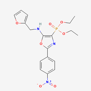 molecular formula C18H20N3O7P B11405150 Diethyl {5-[(furan-2-ylmethyl)amino]-2-(4-nitrophenyl)-1,3-oxazol-4-yl}phosphonate 