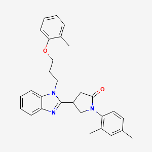 molecular formula C29H31N3O2 B11405158 1-(2,4-dimethylphenyl)-4-{1-[3-(2-methylphenoxy)propyl]-1H-benzimidazol-2-yl}pyrrolidin-2-one 