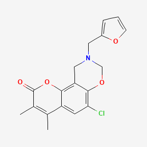 6-chloro-9-(2-furylmethyl)-3,4-dimethyl-9,10-dihydro-2H,8H-chromeno[8,7-e][1,3]oxazin-2-one