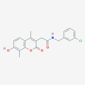 molecular formula C20H18ClNO4 B11405171 N-(3-chlorobenzyl)-2-(7-hydroxy-4,8-dimethyl-2-oxo-2H-chromen-3-yl)acetamide 