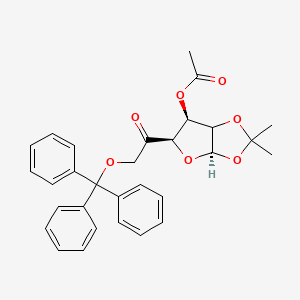 molecular formula C₃₀H₃₀O₇ B1140523 3-Acetyl-1,2-O-isopropylidene-6-O-trityl-beta-L-arabino-hexofuranos-5-ulose CAS No. 109680-98-0