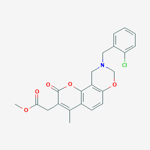 molecular formula C22H20ClNO5 B11405266 methyl [9-(2-chlorobenzyl)-4-methyl-2-oxo-9,10-dihydro-2H,8H-chromeno[8,7-e][1,3]oxazin-3-yl]acetate 