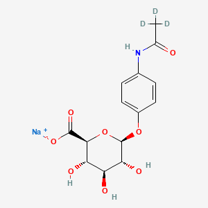 molecular formula C₁₄H₁₃D₃NNaO₈ B1140528 Sodium;(2S,3S,4S,5R,6S)-3,4,5-trihydroxy-6-[4-[(2,2,2-trideuterioacetyl)amino]phenoxy]oxane-2-carboxylate CAS No. 1260619-61-1