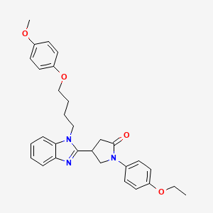 molecular formula C30H33N3O4 B11405290 1-(4-ethoxyphenyl)-4-{1-[4-(4-methoxyphenoxy)butyl]-1H-benzimidazol-2-yl}pyrrolidin-2-one 