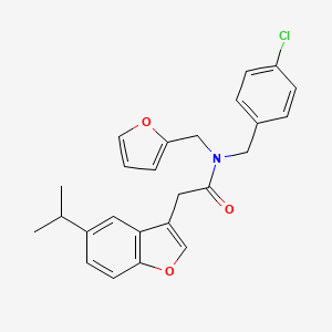 molecular formula C25H24ClNO3 B11405319 N-(4-chlorobenzyl)-N-(furan-2-ylmethyl)-2-[5-(propan-2-yl)-1-benzofuran-3-yl]acetamide 