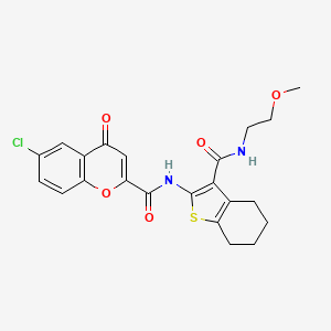 molecular formula C22H21ClN2O5S B11405356 6-chloro-N-{3-[(2-methoxyethyl)carbamoyl]-4,5,6,7-tetrahydro-1-benzothiophen-2-yl}-4-oxo-4H-chromene-2-carboxamide 