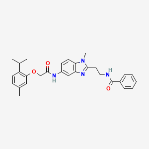 molecular formula C29H32N4O3 B11405369 N-{2-[1-methyl-5-({[5-methyl-2-(propan-2-yl)phenoxy]acetyl}amino)-1H-benzimidazol-2-yl]ethyl}benzamide 