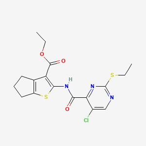 molecular formula C17H18ClN3O3S2 B11405381 ethyl 2-({[5-chloro-2-(ethylsulfanyl)pyrimidin-4-yl]carbonyl}amino)-5,6-dihydro-4H-cyclopenta[b]thiophene-3-carboxylate 