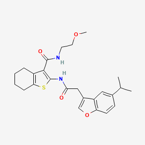 molecular formula C25H30N2O4S B11405394 N-(2-methoxyethyl)-2-({[5-(propan-2-yl)-1-benzofuran-3-yl]acetyl}amino)-4,5,6,7-tetrahydro-1-benzothiophene-3-carboxamide 