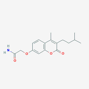 molecular formula C17H21NO4 B11405397 2-{[4-methyl-3-(3-methylbutyl)-2-oxo-2H-chromen-7-yl]oxy}acetamide 