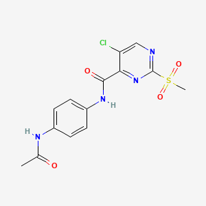 molecular formula C14H13ClN4O4S B11405421 N-[4-(acetylamino)phenyl]-5-chloro-2-(methylsulfonyl)pyrimidine-4-carboxamide 