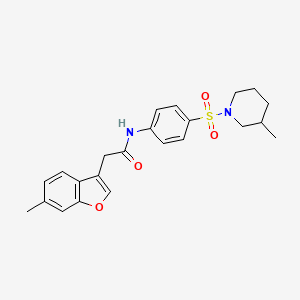 molecular formula C23H26N2O4S B11405437 2-(6-methyl-1-benzofuran-3-yl)-N-{4-[(3-methylpiperidin-1-yl)sulfonyl]phenyl}acetamide 