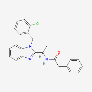 molecular formula C24H22ClN3O B11405444 N-{1-[1-(2-chlorobenzyl)-1H-benzimidazol-2-yl]ethyl}-2-phenylacetamide 