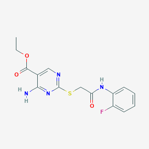 Ethyl 4-amino-2-({2-[(2-fluorophenyl)amino]-2-oxoethyl}sulfanyl)pyrimidine-5-carboxylate