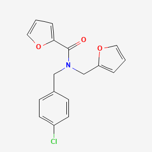 molecular formula C17H14ClNO3 B11405467 N-(4-chlorobenzyl)-N-(furan-2-ylmethyl)furan-2-carboxamide 