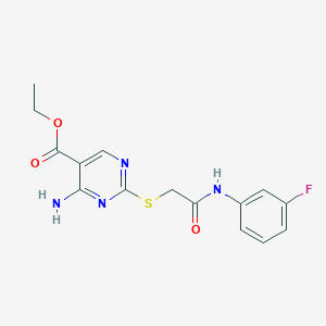 Ethyl 4-amino-2-({2-[(3-fluorophenyl)amino]-2-oxoethyl}sulfanyl)pyrimidine-5-carboxylate