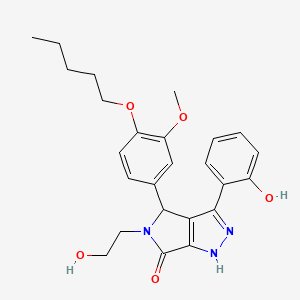 molecular formula C25H29N3O5 B11405515 5-(2-hydroxyethyl)-3-(2-hydroxyphenyl)-4-[3-methoxy-4-(pentyloxy)phenyl]-4,5-dihydropyrrolo[3,4-c]pyrazol-6(1H)-one 