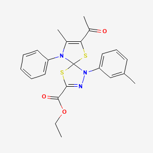 molecular formula C23H23N3O3S2 B11405535 Ethyl 7-acetyl-8-methyl-1-(3-methylphenyl)-9-phenyl-4,6-dithia-1,2,9-triazaspiro[4.4]nona-2,7-diene-3-carboxylate 