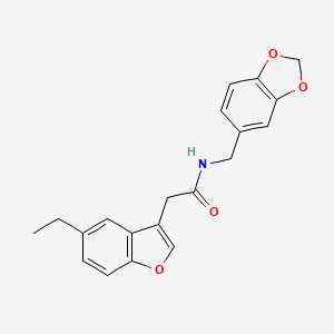 N-(1,3-benzodioxol-5-ylmethyl)-2-(5-ethyl-1-benzofuran-3-yl)acetamide