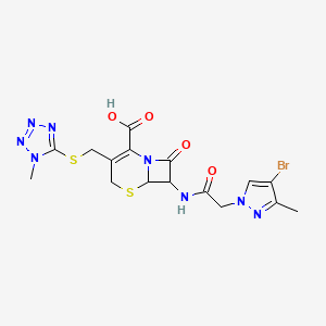 7-{[(4-bromo-3-methyl-1H-pyrazol-1-yl)acetyl]amino}-3-{[(1-methyl-1H-tetrazol-5-yl)sulfanyl]methyl}-8-oxo-5-thia-1-azabicyclo[4.2.0]oct-2-ene-2-carboxylic acid