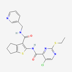 5-chloro-2-(ethylsulfanyl)-N-{3-[(pyridin-3-ylmethyl)carbamoyl]-5,6-dihydro-4H-cyclopenta[b]thiophen-2-yl}pyrimidine-4-carboxamide