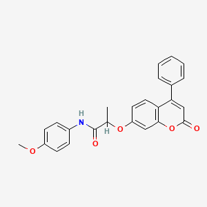 molecular formula C25H21NO5 B11405669 N-(4-methoxyphenyl)-2-[(2-oxo-4-phenyl-2H-chromen-7-yl)oxy]propanamide 