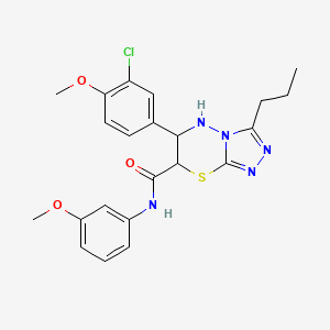 molecular formula C22H24ClN5O3S B11405678 6-(3-chloro-4-methoxyphenyl)-N-(3-methoxyphenyl)-3-propyl-6,7-dihydro-5H-[1,2,4]triazolo[3,4-b][1,3,4]thiadiazine-7-carboxamide 