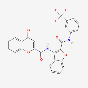 molecular formula C26H15F3N2O5 B11405700 4-oxo-N-(2-{[3-(trifluoromethyl)phenyl]carbamoyl}-1-benzofuran-3-yl)-4H-chromene-2-carboxamide 