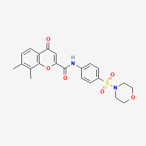 molecular formula C22H22N2O6S B11405720 7,8-dimethyl-N-[4-(morpholin-4-ylsulfonyl)phenyl]-4-oxo-4H-chromene-2-carboxamide 