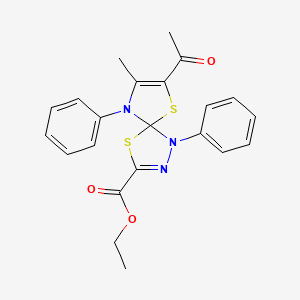 molecular formula C22H21N3O3S2 B11405721 Ethyl 7-acetyl-8-methyl-1,9-diphenyl-4,6-dithia-1,2,9-triazaspiro[4.4]nona-2,7-diene-3-carboxylate 