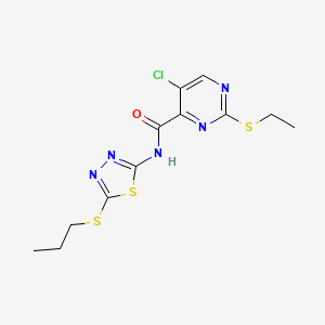 5-chloro-2-(ethylsulfanyl)-N-[5-(propylsulfanyl)-1,3,4-thiadiazol-2-yl]pyrimidine-4-carboxamide