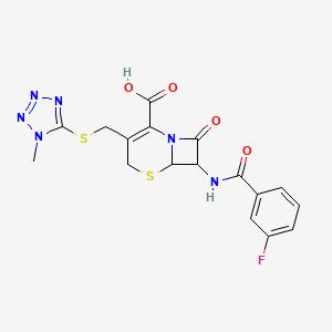 7-{[(3-fluorophenyl)carbonyl]amino}-3-{[(1-methyl-1H-tetrazol-5-yl)sulfanyl]methyl}-8-oxo-5-thia-1-azabicyclo[4.2.0]oct-2-ene-2-carboxylic acid