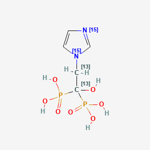 molecular formula C₃¹³C₂H₁₀¹⁵N₂O₇P₂ B1140581 Zoledronic Acid-15N2,13C2 CAS No. 1189694-79-8