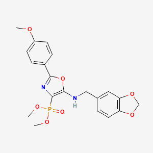 Dimethyl {5-[(1,3-benzodioxol-5-ylmethyl)amino]-2-(4-methoxyphenyl)-1,3-oxazol-4-yl}phosphonate