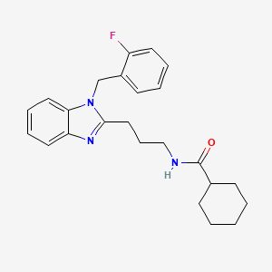 molecular formula C24H28FN3O B11405878 N-{3-[1-(2-fluorobenzyl)-1H-benzimidazol-2-yl]propyl}cyclohexanecarboxamide 