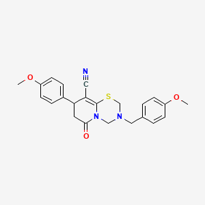 3-(4-methoxybenzyl)-8-(4-methoxyphenyl)-6-oxo-3,4,7,8-tetrahydro-2H,6H-pyrido[2,1-b][1,3,5]thiadiazine-9-carbonitrile