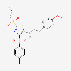 N-[2-(4-methoxyphenyl)ethyl]-4-[(4-methylphenyl)sulfonyl]-2-(propylsulfonyl)-1,3-thiazol-5-amine