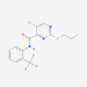 molecular formula C15H13ClF3N3OS B11406000 5-chloro-2-(propylsulfanyl)-N-[2-(trifluoromethyl)phenyl]pyrimidine-4-carboxamide 