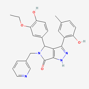 molecular formula C26H24N4O4 B11406002 4-(3-ethoxy-4-hydroxyphenyl)-3-(2-hydroxy-5-methylphenyl)-5-(pyridin-3-ylmethyl)-4,5-dihydropyrrolo[3,4-c]pyrazol-6(1H)-one 