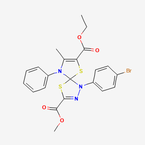 molecular formula C22H20BrN3O4S2 B11406018 7-Ethyl 3-methyl 1-(4-bromophenyl)-8-methyl-9-phenyl-4,6-dithia-1,2,9-triazaspiro[4.4]nona-2,7-diene-3,7-dicarboxylate 