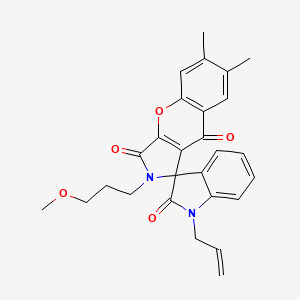 2-(3-methoxypropyl)-6,7-dimethyl-1'-(prop-2-en-1-yl)-2H-spiro[chromeno[2,3-c]pyrrole-1,3'-indole]-2',3,9(1'H)-trione