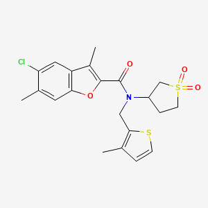 5-chloro-N-(1,1-dioxidotetrahydrothiophen-3-yl)-3,6-dimethyl-N-[(3-methylthiophen-2-yl)methyl]-1-benzofuran-2-carboxamide