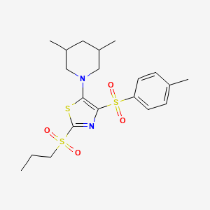 3,5-Dimethyl-1-{4-[(4-methylphenyl)sulfonyl]-2-(propylsulfonyl)-1,3-thiazol-5-yl}piperidine