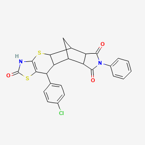 9-(4-chlorophenyl)-14-phenyl-3,7-dithia-5,14-diazapentacyclo[9.5.1.02,10.04,8.012,16]heptadec-4(8)-ene-6,13,15-trione